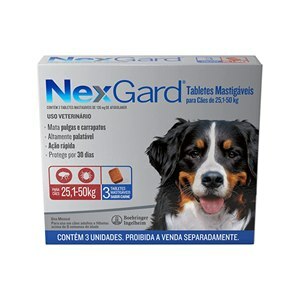 Antipulgas E Carrapatos Nexgard Para Cães De 25,1 A 50Kg - 3 Tabletes