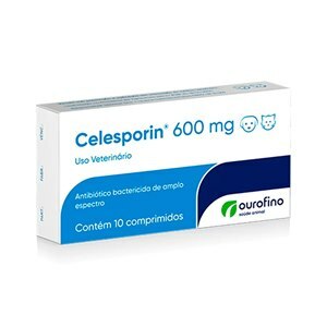 Antibiótico Celesporin 600Mg 10 Comprimidos Para Cães E Gatos