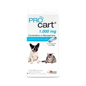 Regenerador Articular Pro Cart 1000Mg 60 Comprimidos Para Cães E Gatos  