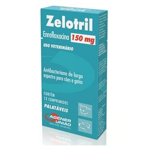 Antibacteriano Zelotril 150Mg 12 Comprimidos Palatáveis Para Cães E Gatos