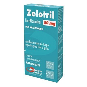 Antibacteriano Zelotril 50Mg 12 Comprimidos Palatáveis Para Cães E Gatos