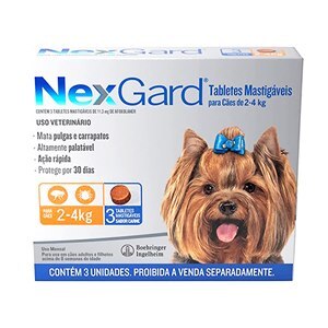 Antipulgas E Carrapatos Nexgard Para Cães De 2 A 4Kg - 3 Tabletes