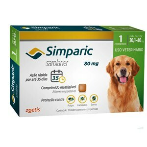 Simparic 80Mg Para Cães 20,1 A 40 Kg 1 Comprimidos