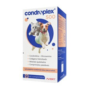 Suplemento Avert Condroplex 500Mg Para Cães E Gatos 60 Comprimidos