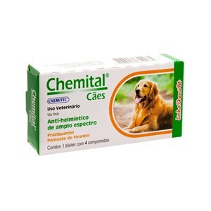 Vermífugo Chemital Para Cães Com 4 Comprimidos