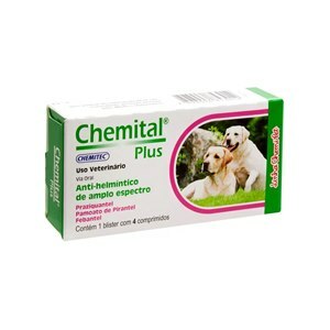 Vermífugo Chemital Para Cães Plus Com 4 Comprimidos